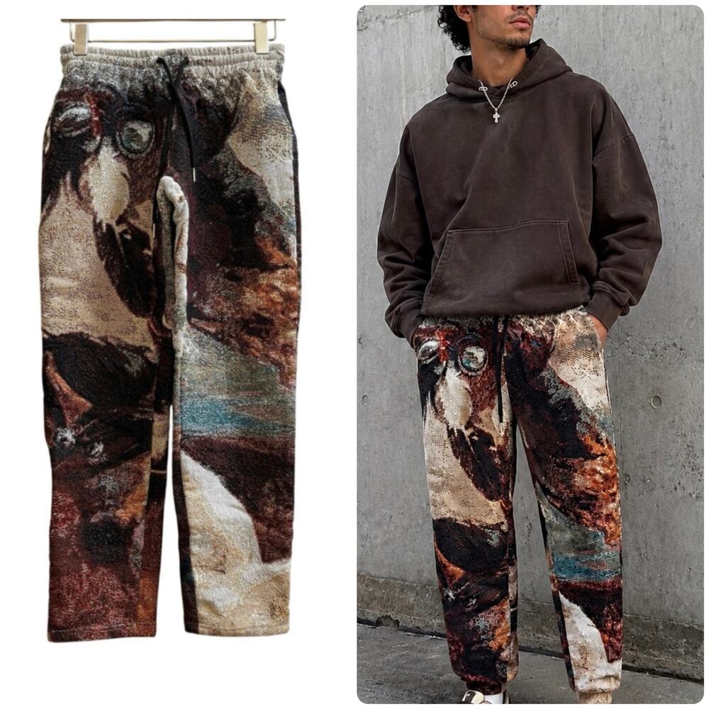 Retrovert Woven Tapestry Horse Graphic Tapered Pant Small Streetwear Maximalist